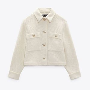 Zara Textured * Tweed Blazer Jacket Cream